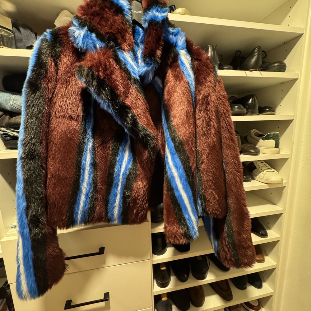 Diane Von Furstenberg Brown and Blue Teddy Jacket